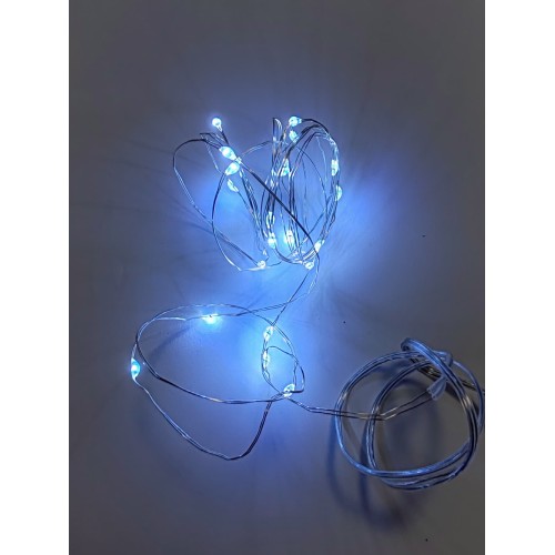 Instalatie de lumini cu 20 becuri led argintie cu baterii 2.3m - alb rece Instalatie de lumini cu 20 becuri led argintie cu baterii 2.3m - alb rece