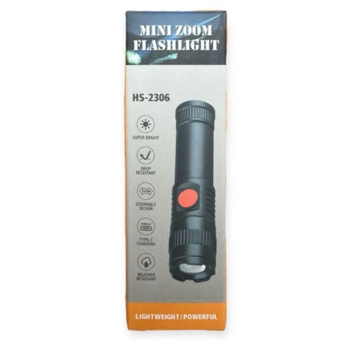 Lanterna mini, aluminiu, funcție de zoom, LED, 12 cm