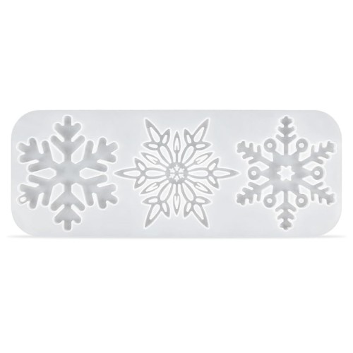 Matriță din silicon Cayway, 3 fulgi, decorațiuni de Crăciun, alb